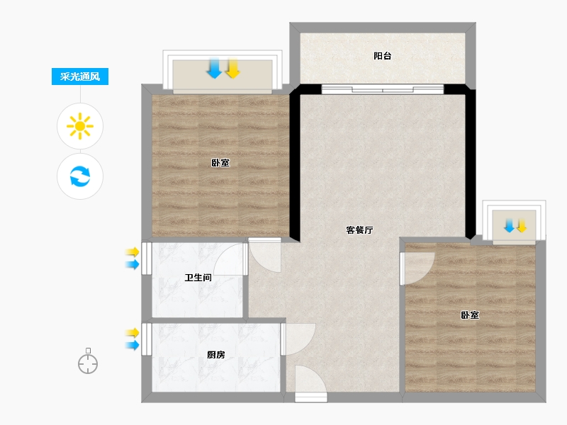 广东省-梅州市-宁江新城六期【君和盛世】-65.62-户型库-采光通风