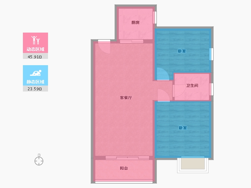 湖南省-岳阳市-玉鑫巴陵星城-62.59-户型库-动静分区