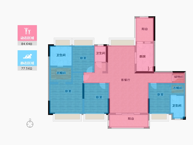 广东省-梅州市-梅州客天下东城森林湖-145.20-户型库-动静分区