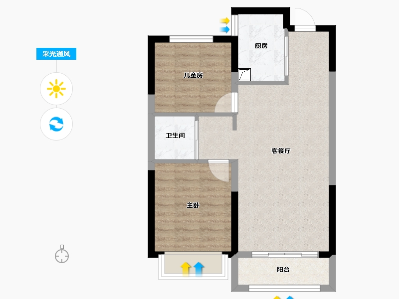 吉林省-长春市-万达长春国际影都-58.62-户型库-采光通风