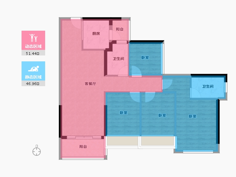 广东省-佛山市-龙光天曜-87.87-户型库-动静分区