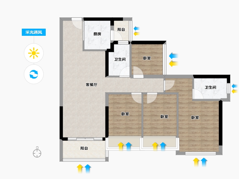 广东省-佛山市-龙光天曜-87.87-户型库-采光通风