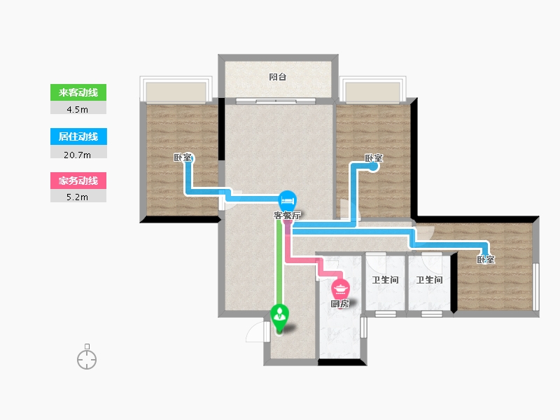 广东省-梅州市-宁江新城六期【君和盛世】-92.64-户型库-动静线