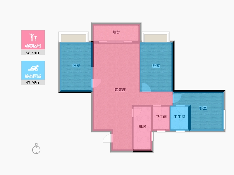 广东省-梅州市-宁江新城六期【君和盛世】-92.64-户型库-动静分区