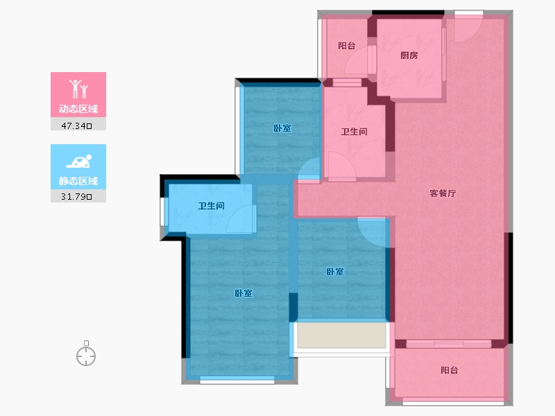 广东省-佛山市-龙光天曜-69.54-户型库-动静分区