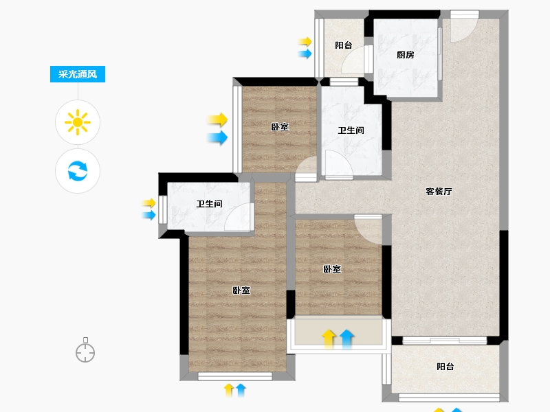 广东省-佛山市-龙光天曜-69.54-户型库-采光通风