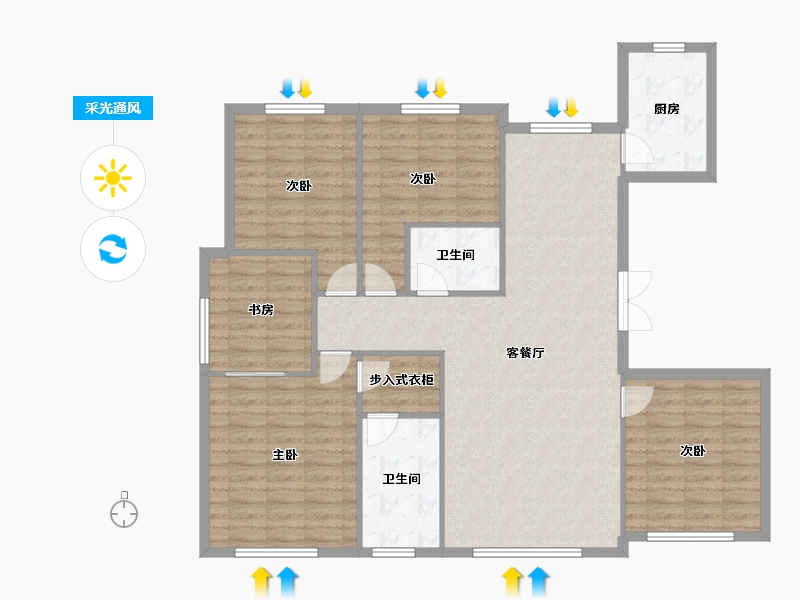 吉林省-长春市-融创洋浦壹號-125.61-户型库-采光通风