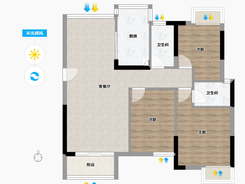 广东省-佛山市-新仕名府-79.31-户型库-采光通风