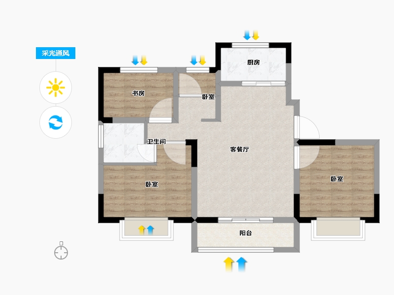 山东省-济宁市-济宁立国如意花园-78.00-户型库-采光通风