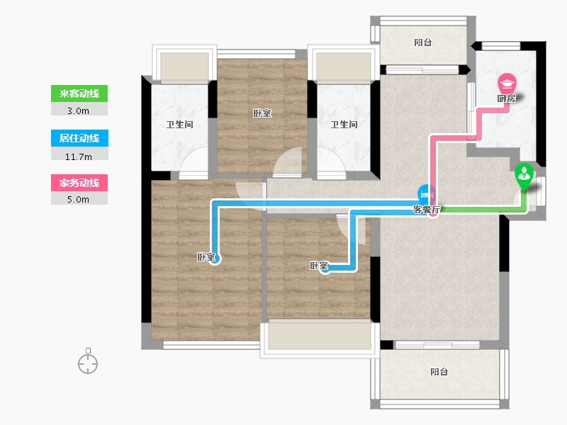 广东省-佛山市-龙光天曜-75.05-户型库-动静线