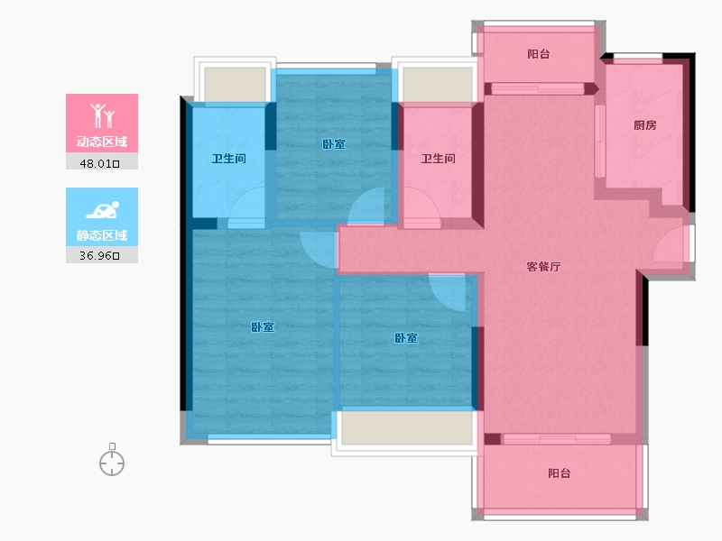 广东省-佛山市-龙光天曜-75.05-户型库-动静分区