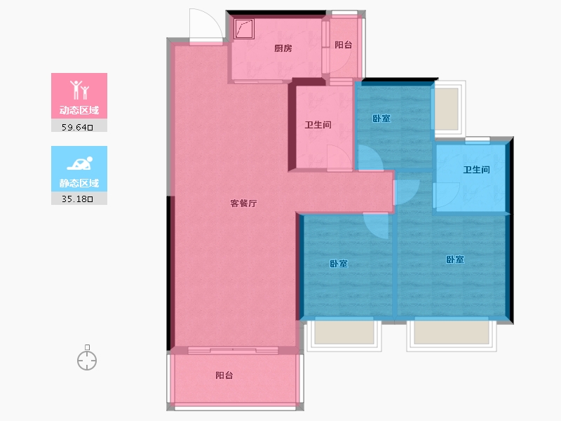 广东省-河源市-河源市商业中心|坚基·美丽城-84.99-户型库-动静分区