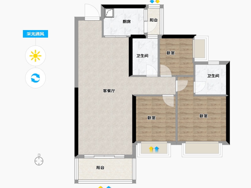 广东省-河源市-河源市商业中心|坚基·美丽城-84.99-户型库-采光通风