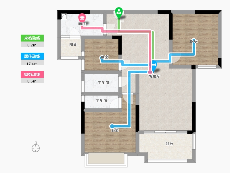 广东省-梅州市-新蓝天山湖壹号-87.58-户型库-动静线