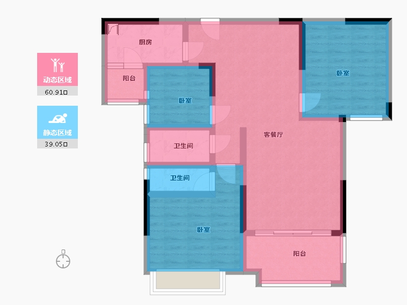 广东省-梅州市-新蓝天山湖壹号-87.58-户型库-动静分区