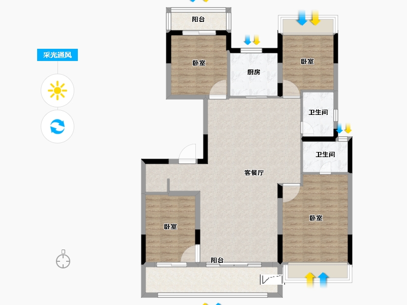 湖南省-长沙市-金茂建发·泊悦-119.00-户型库-采光通风