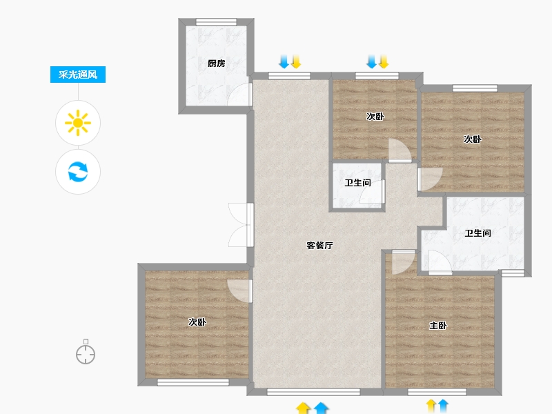 吉林省-长春市-融创洋浦壹號-106.25-户型库-采光通风