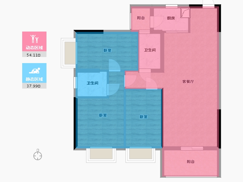 广东省-梅州市-飞翔云数码港-82.75-户型库-动静分区