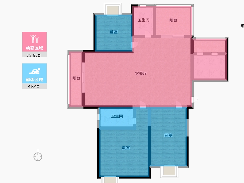 湖南省-岳阳市-保利翡翠湾-111.25-户型库-动静分区