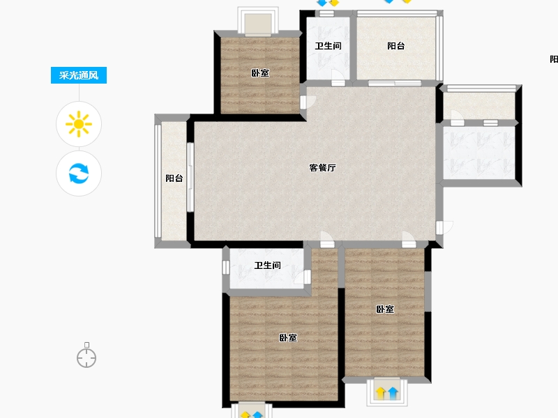 湖南省-岳阳市-保利翡翠湾-111.25-户型库-采光通风