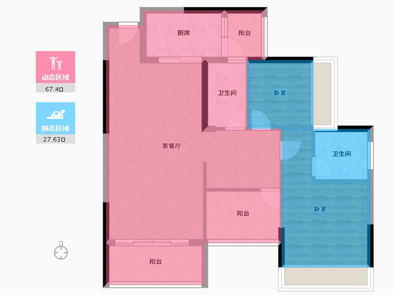 广东省-江门市-益丽龙湖-85.51-户型库-动静分区