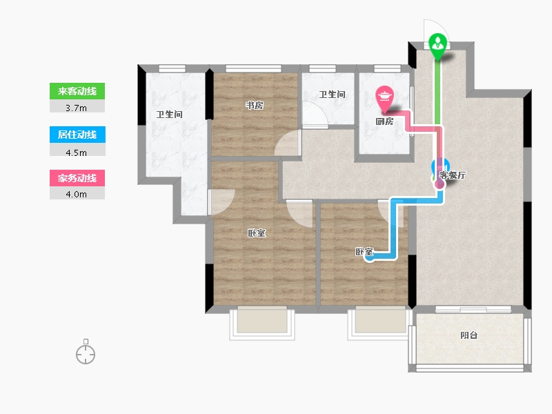 湖南省-长沙市-中梁·星都荟-84.00-户型库-动静线