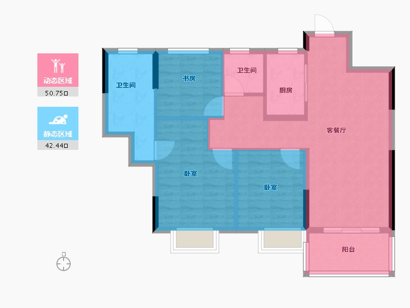 湖南省-长沙市-中梁·星都荟-84.00-户型库-动静分区