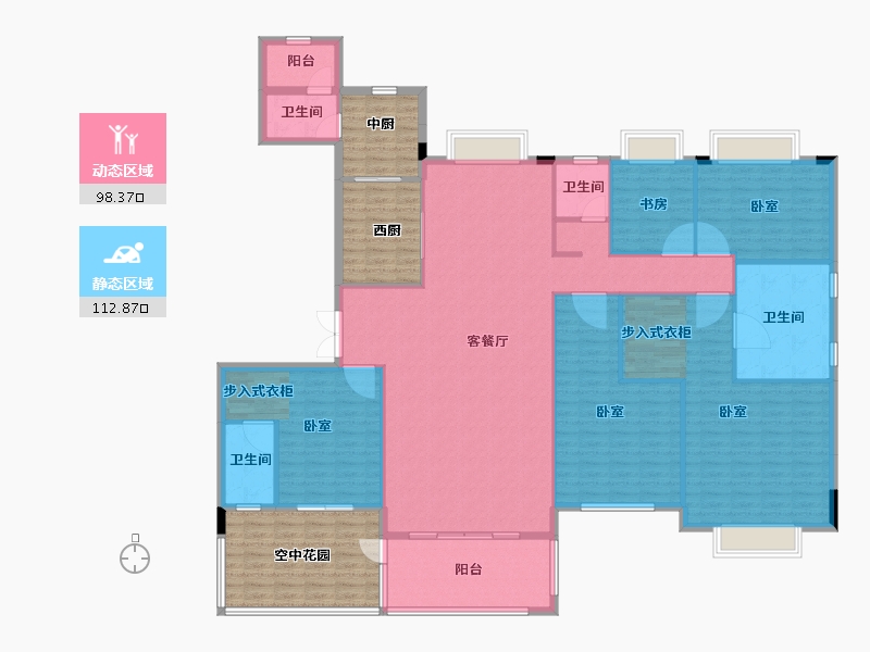 湖南省-常德市-澧州碧桂园-227.06-户型库-动静分区