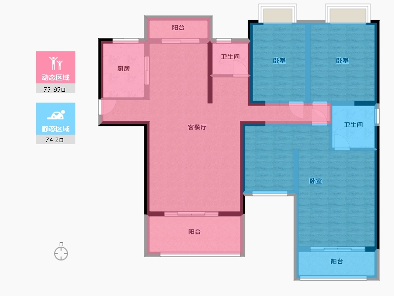 湖南省-郴州市-华东雅苑-134.33-户型库-动静分区