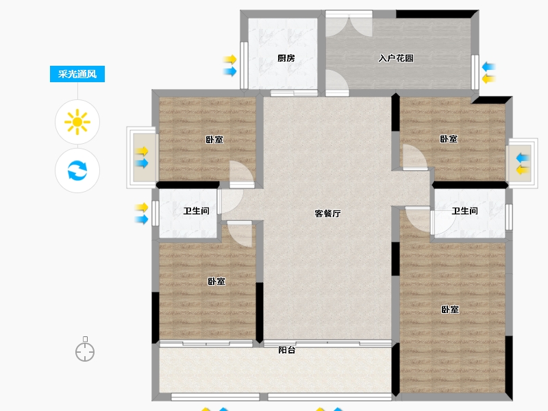 湖南省-郴州市-玲珑新天地Ⅲ期藏珑-125.19-户型库-采光通风