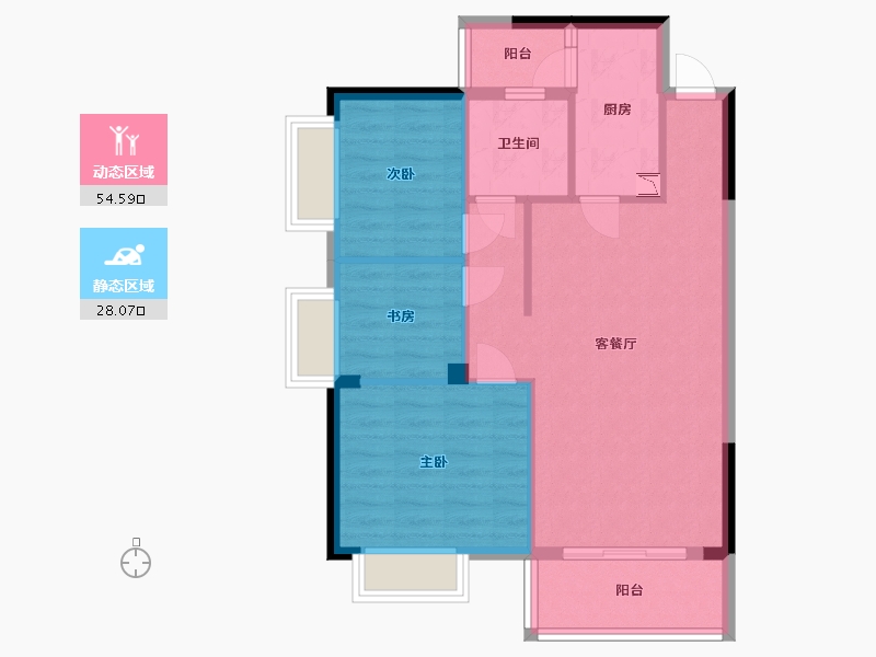 四川省-成都市-蜀镇-74.41-户型库-动静分区