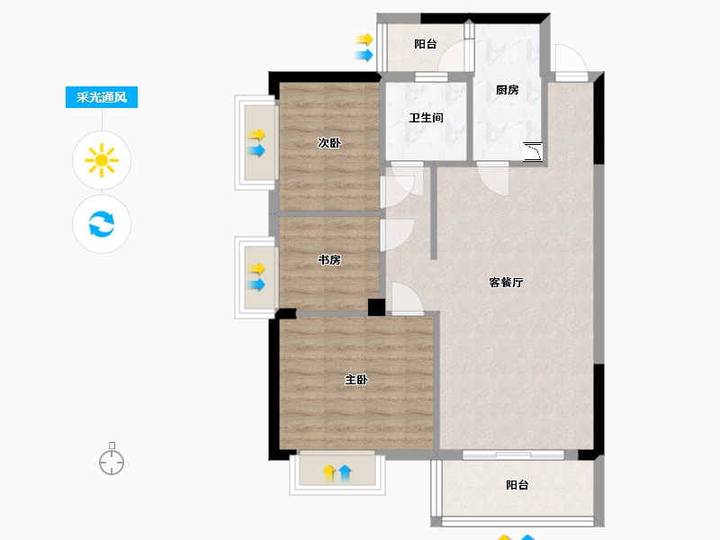 四川省-成都市-蜀镇-74.41-户型库-采光通风