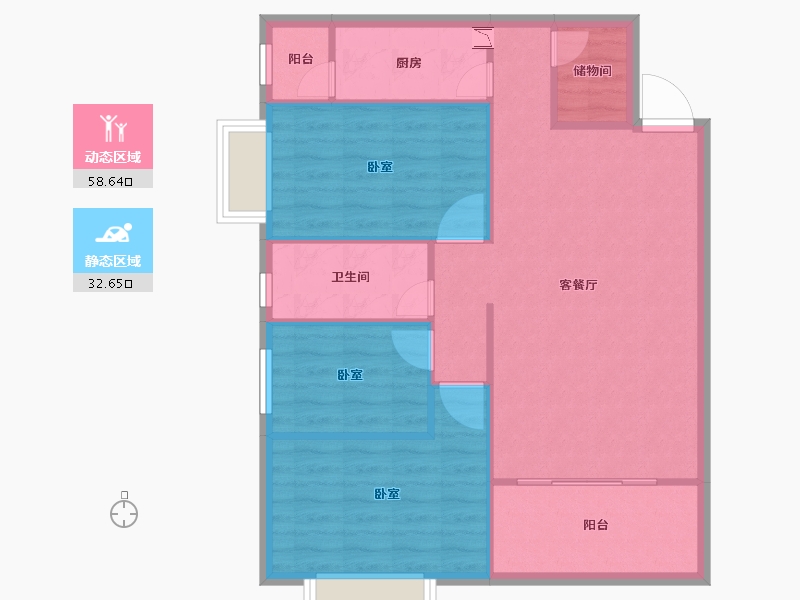 湖南省-怀化市-嘉鸿天街（榆园）-83.24-户型库-动静分区