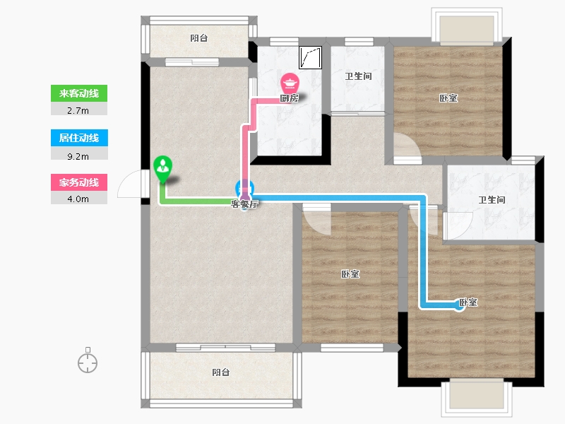 湖南省-长沙市-梨江鑫苑-90.93-户型库-动静线