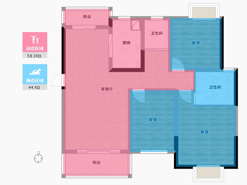 湖南省-长沙市-梨江鑫苑-90.93-户型库-动静分区