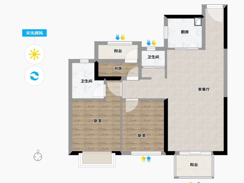 湖南省-郴州市-郴州中梁首府-79.51-户型库-采光通风