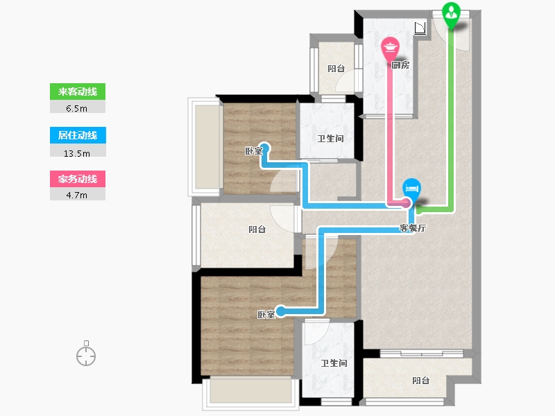 广东省-广州市-碧桂园云樾金沙-77.00-户型库-动静线