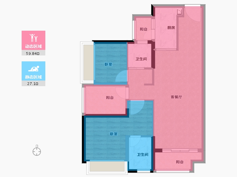 广东省-广州市-碧桂园云樾金沙-77.00-户型库-动静分区