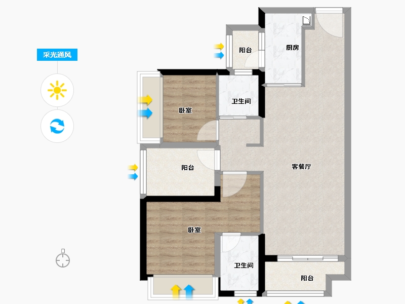 广东省-广州市-碧桂园云樾金沙-77.00-户型库-采光通风