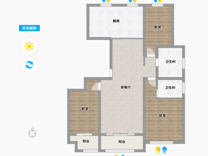 山东省-淄博市-聚恒逸居馨苑-111.79-户型库-采光通风