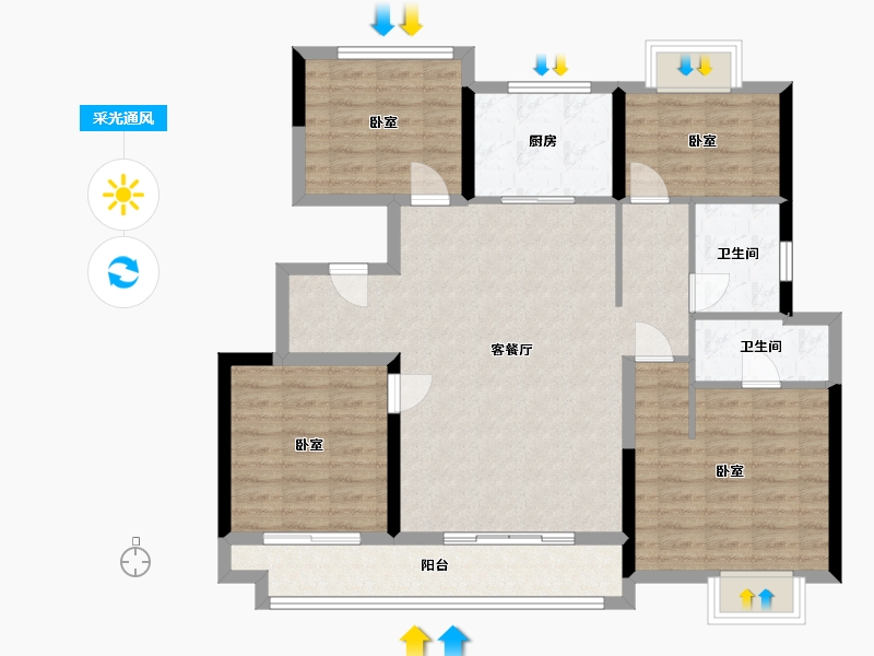 福建省-福州市-世茂悦滨江-104.00-户型库-采光通风