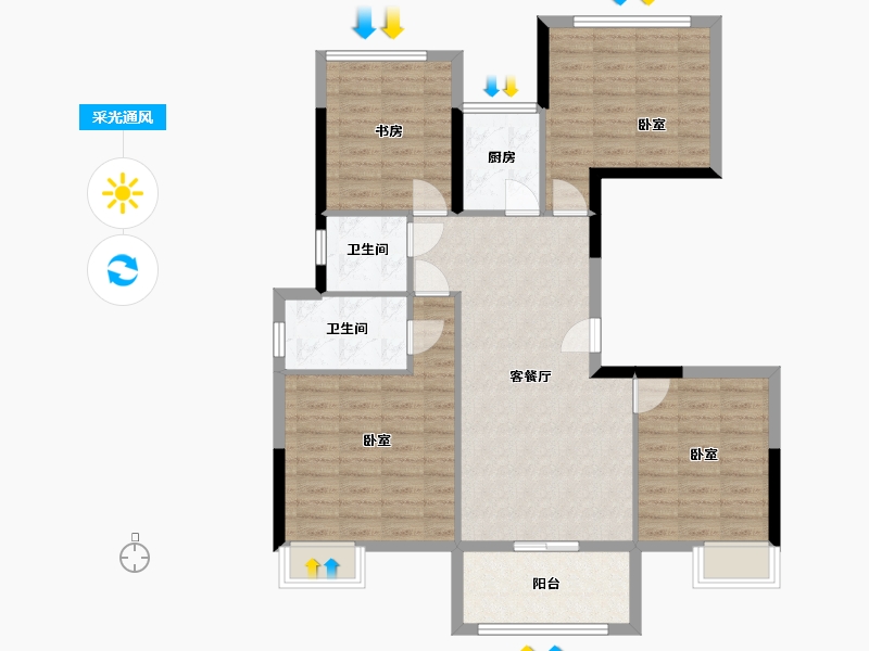 浙江省-湖州市-中梁首府-98.60-户型库-采光通风