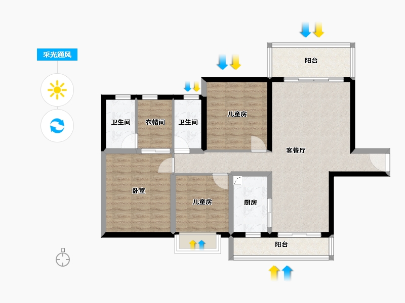 广东省-东莞市-碧桂园城央壹品-99.32-户型库-采光通风