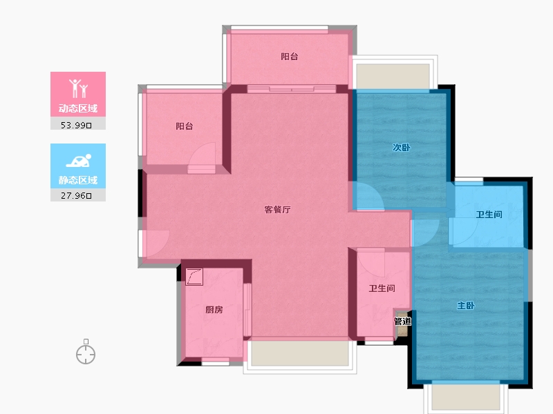 广东省-惠州市-惠阳雅居乐花园-72.75-户型库-动静分区