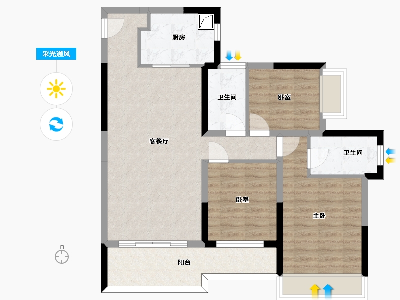 广东省-珠海市-天庆·晋海岸-84.52-户型库-采光通风