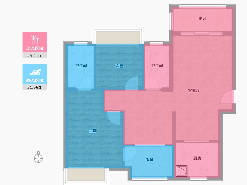 广东省-深圳市-中骏云景府-71.39-户型库-动静分区