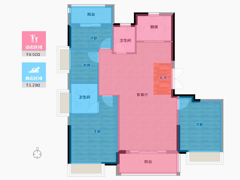 福建省-福州市-世茂福晟·雲樾東升-99.99-户型库-动静分区