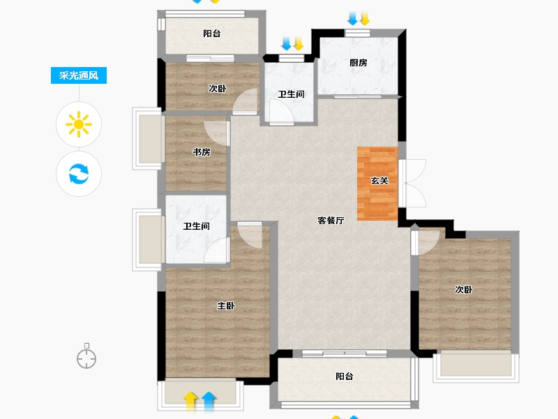 福建省-福州市-世茂福晟·雲樾東升-99.99-户型库-采光通风