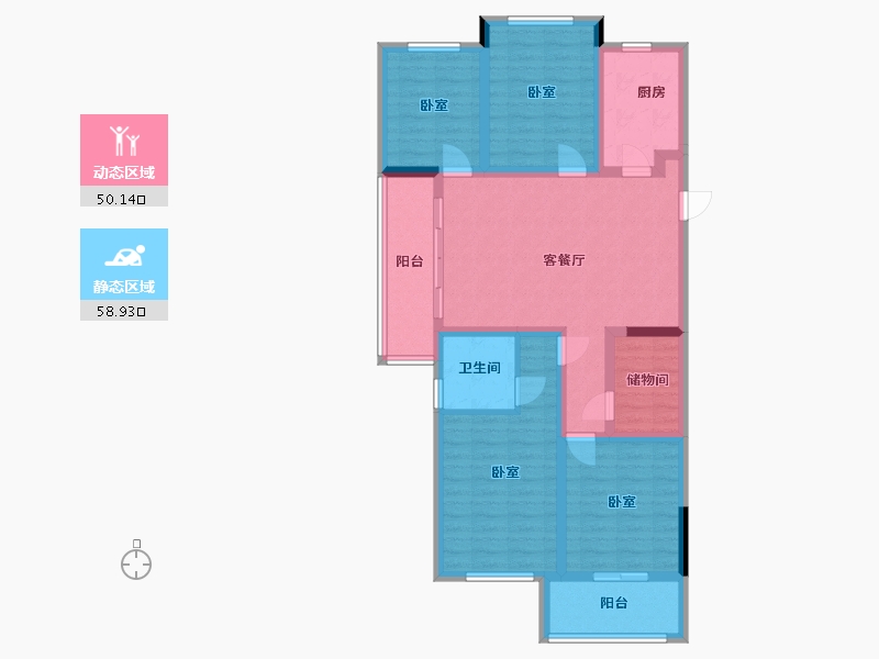 福建省-福州市-蓝光玖榕台-96.00-户型库-动静分区