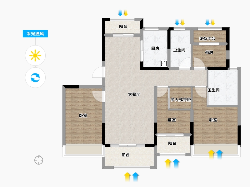 浙江省-嘉兴市-路劲嘉禾金茂府-114.00-户型库-采光通风